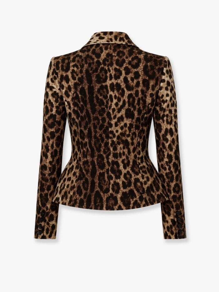 Dolce & Gabbana Double Wool Crêpe Dress With Leopard Print
