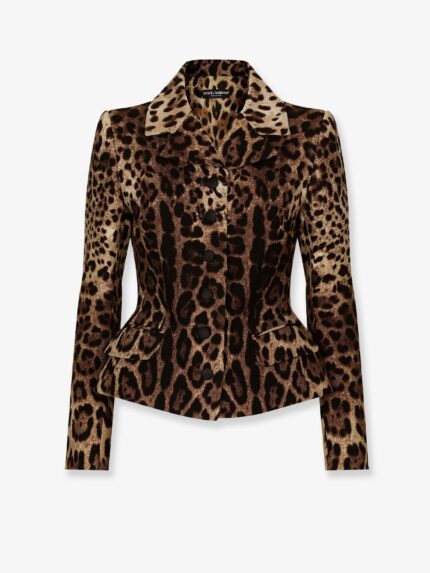 Dolce & Gabbana Double Wool Crêpe Dress With Leopard Print