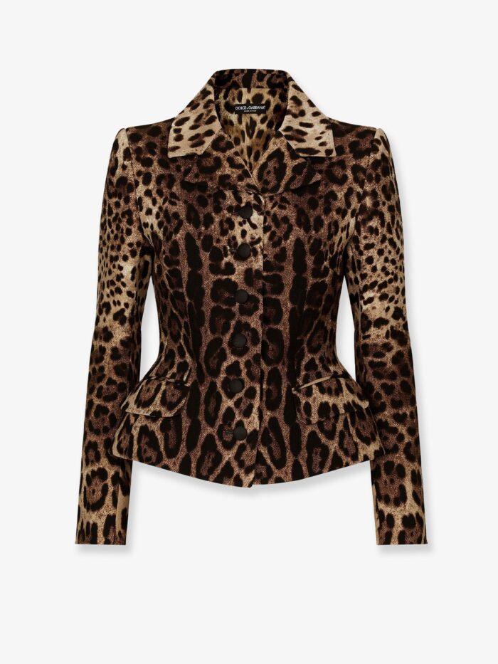 Dolce & Gabbana Double Wool Crêpe Dress With Leopard Print