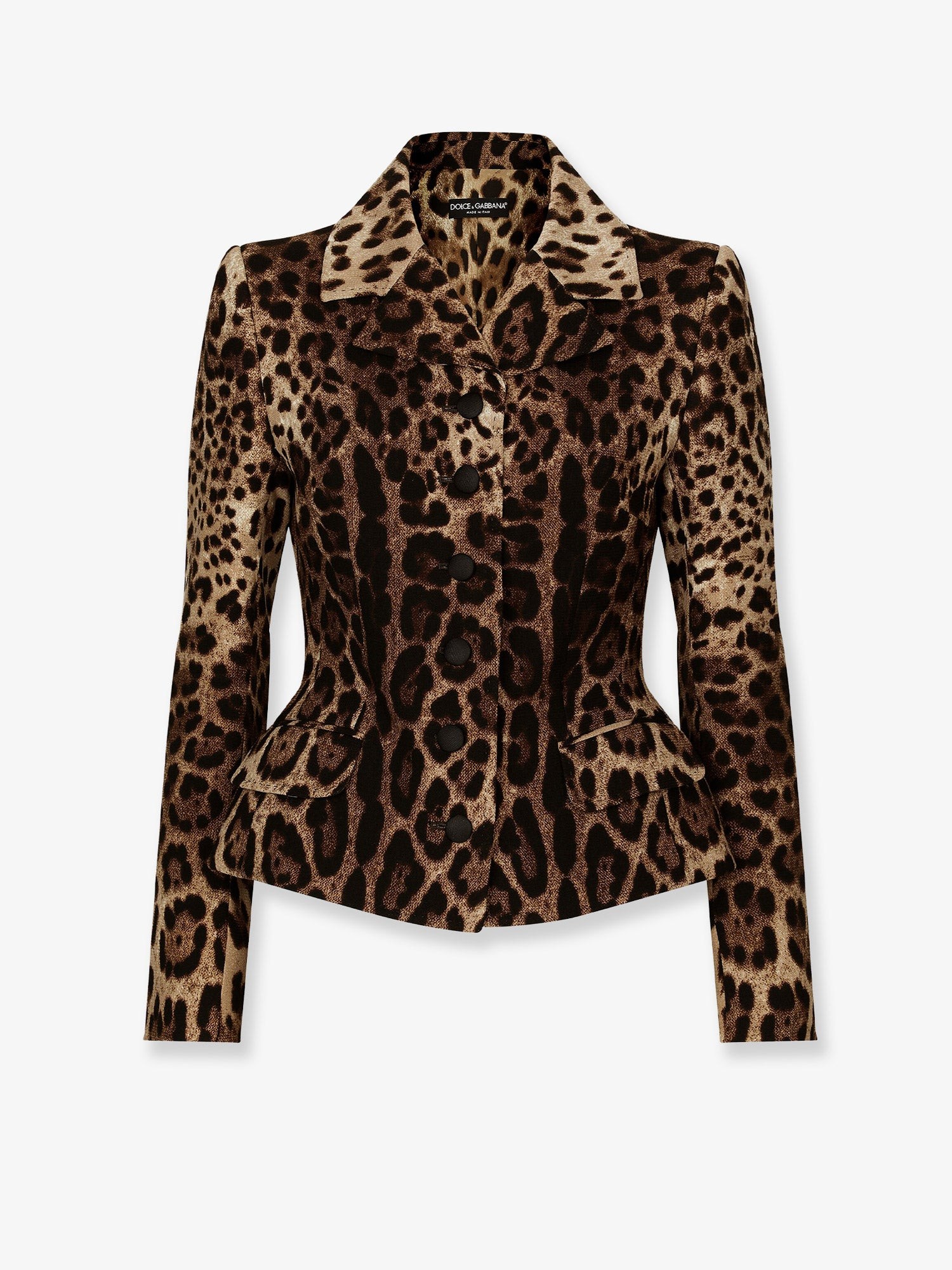 Dolce & Gabbana Double Wool Crêpe Dress With Leopard Print
