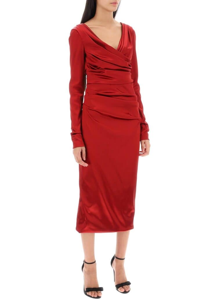 Dolce & Gabbana Draped Dress In Satin