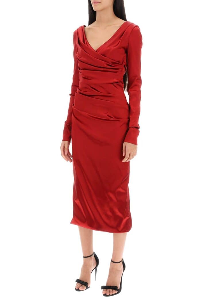 Dolce & Gabbana Draped Dress In Satin