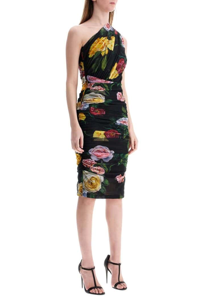 DOLCE & GABBANA Elegant Black Dress In Polyamide With Floral Pattern For Cocktails And Evenings