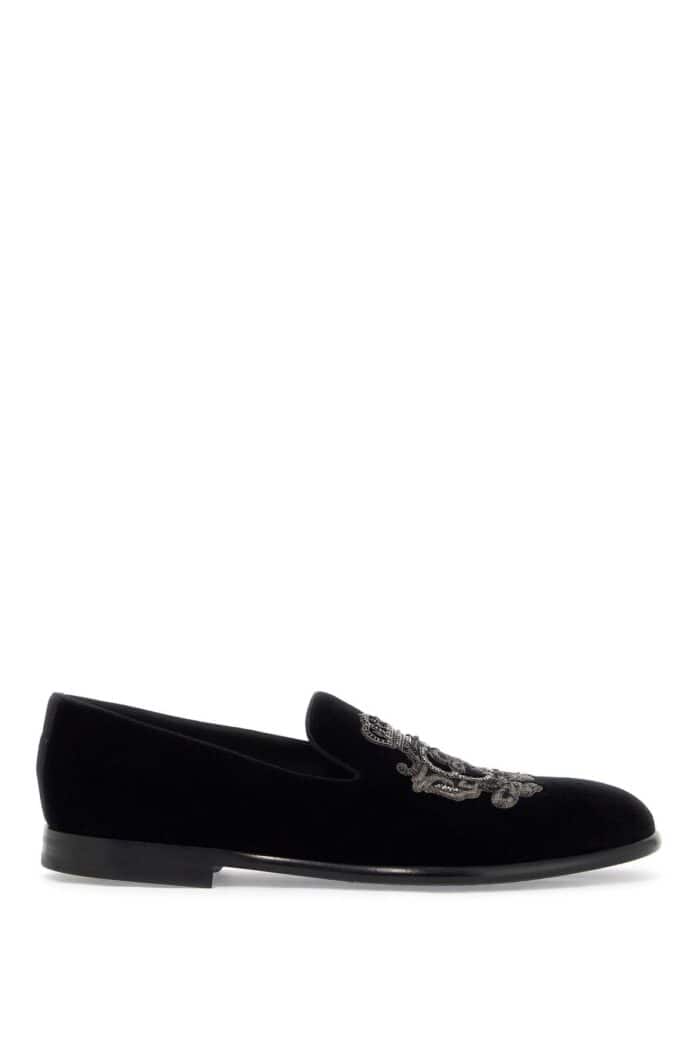 DOLCE & GABBANA Embroidered Velvet Loafers