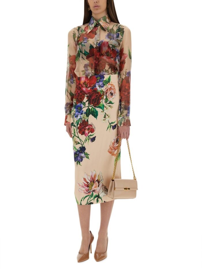 Dolce & Gabbana FLOWER PRINT CHIFFON SHIRT