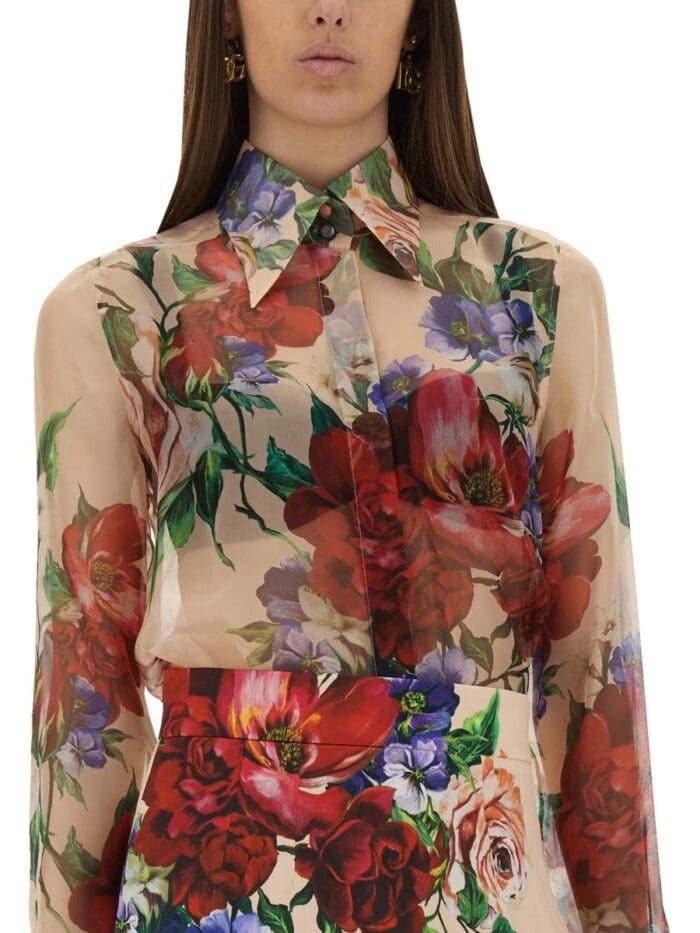 Dolce & Gabbana FLOWER PRINT CHIFFON SHIRT