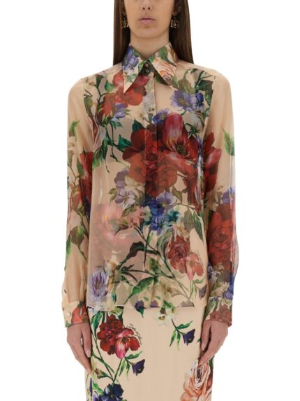 Dolce & Gabbana FLOWER PRINT CHIFFON SHIRT