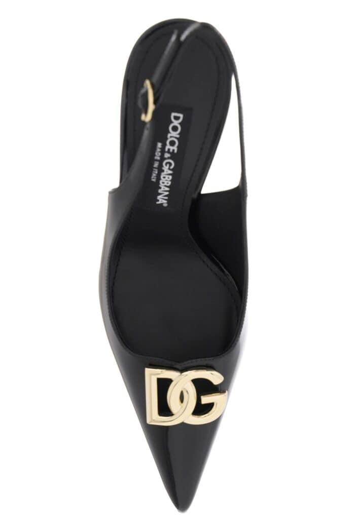 Dolce & Gabbana Glossy Leather Slingback Pumps