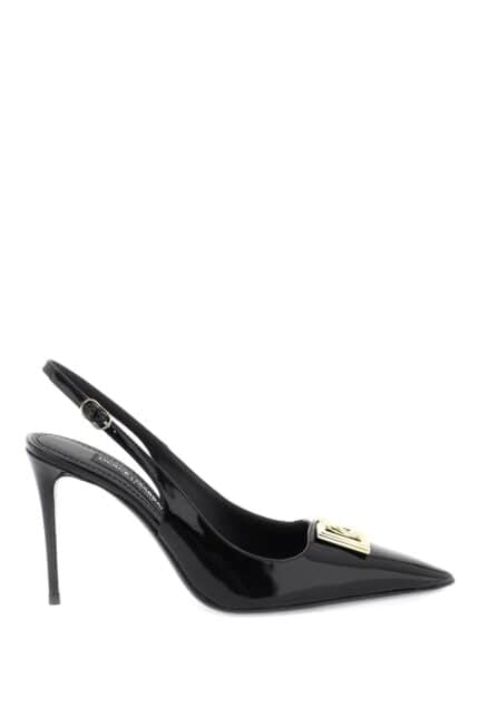 Dolce & Gabbana Glossy Leather Slingback Pumps