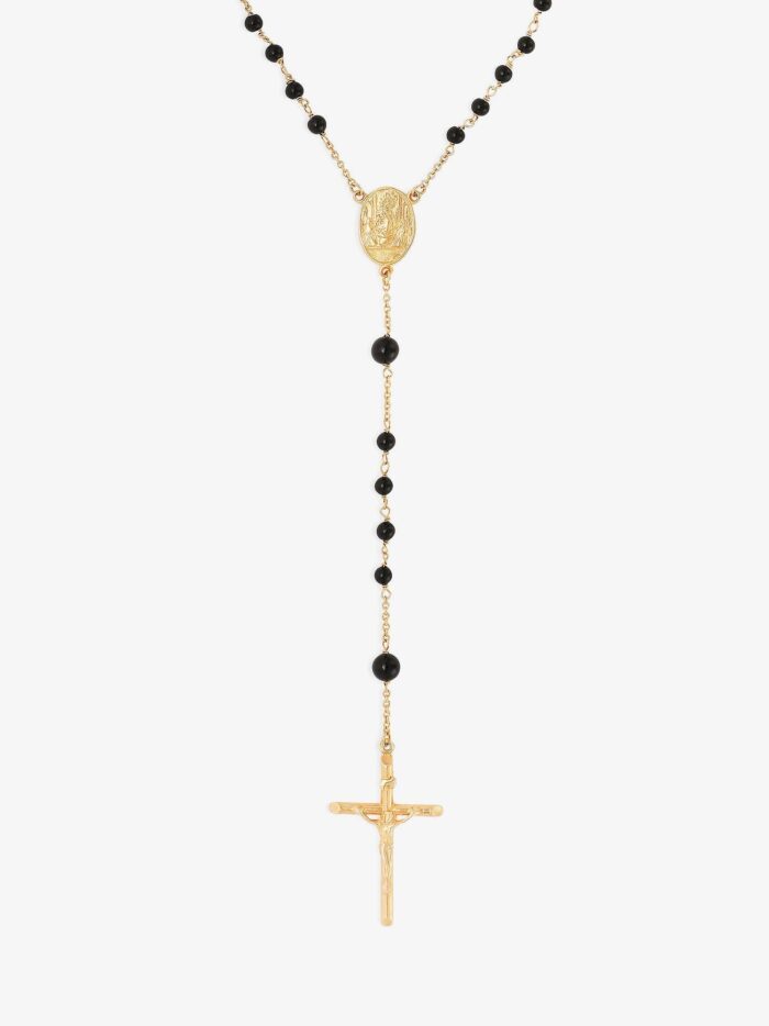 Dolce & Gabbana Gold Brass Rosary With Natural Stones