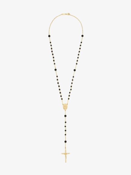 Dolce & Gabbana Gold Brass Rosary With Natural Stones