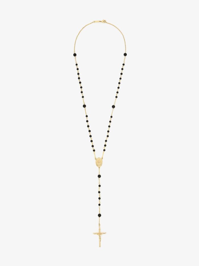 dolce & gabbana gold brass rosary with natural stones Dolce & Gabbana Gold Brass Rosary With Natural Stones