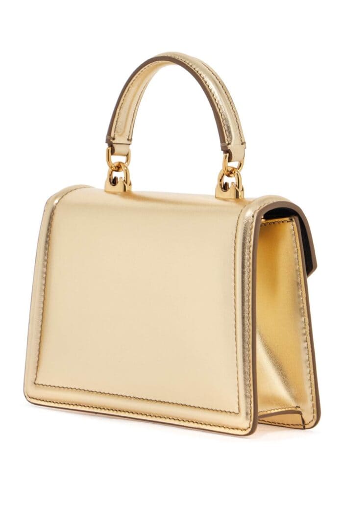 DOLCE & GABBANA Gold Nappa Shoulder Bag With Crystal Heart And Chain Strap