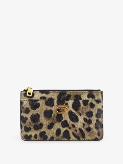 Dolce & Gabbana Hammered Leather Card Holder With Animal Print