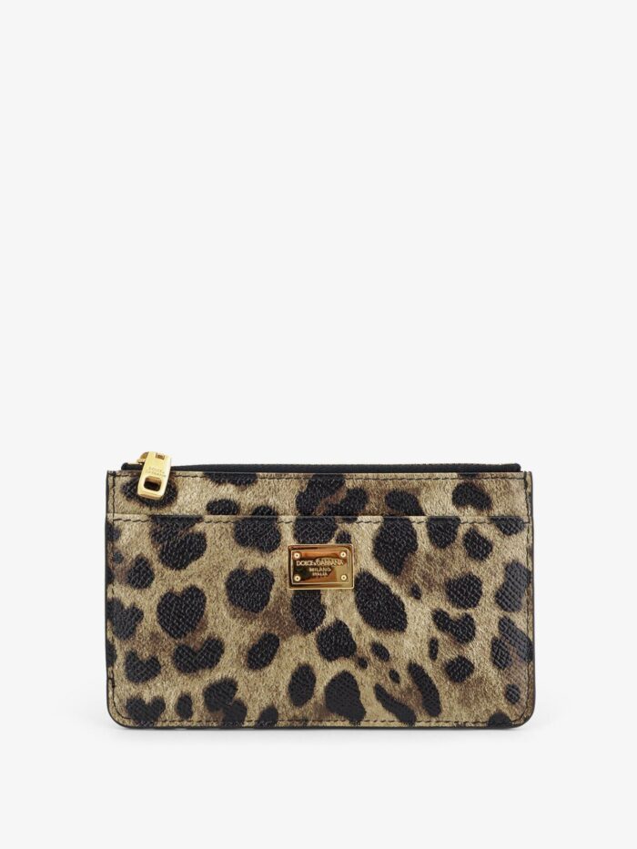dolce & gabbana hammered leather card holder with animal print Dolce & Gabbana Hammered Leather Card Holder With Animal Print