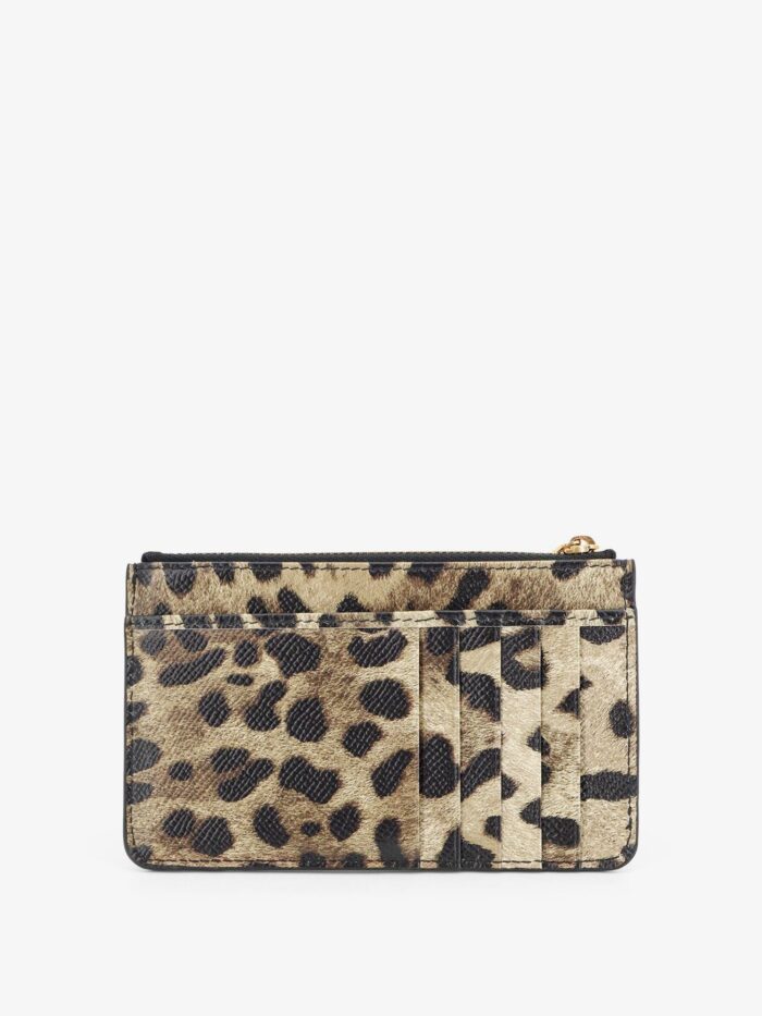 Dolce & Gabbana Hammered Leather Card Holder With Animal Print