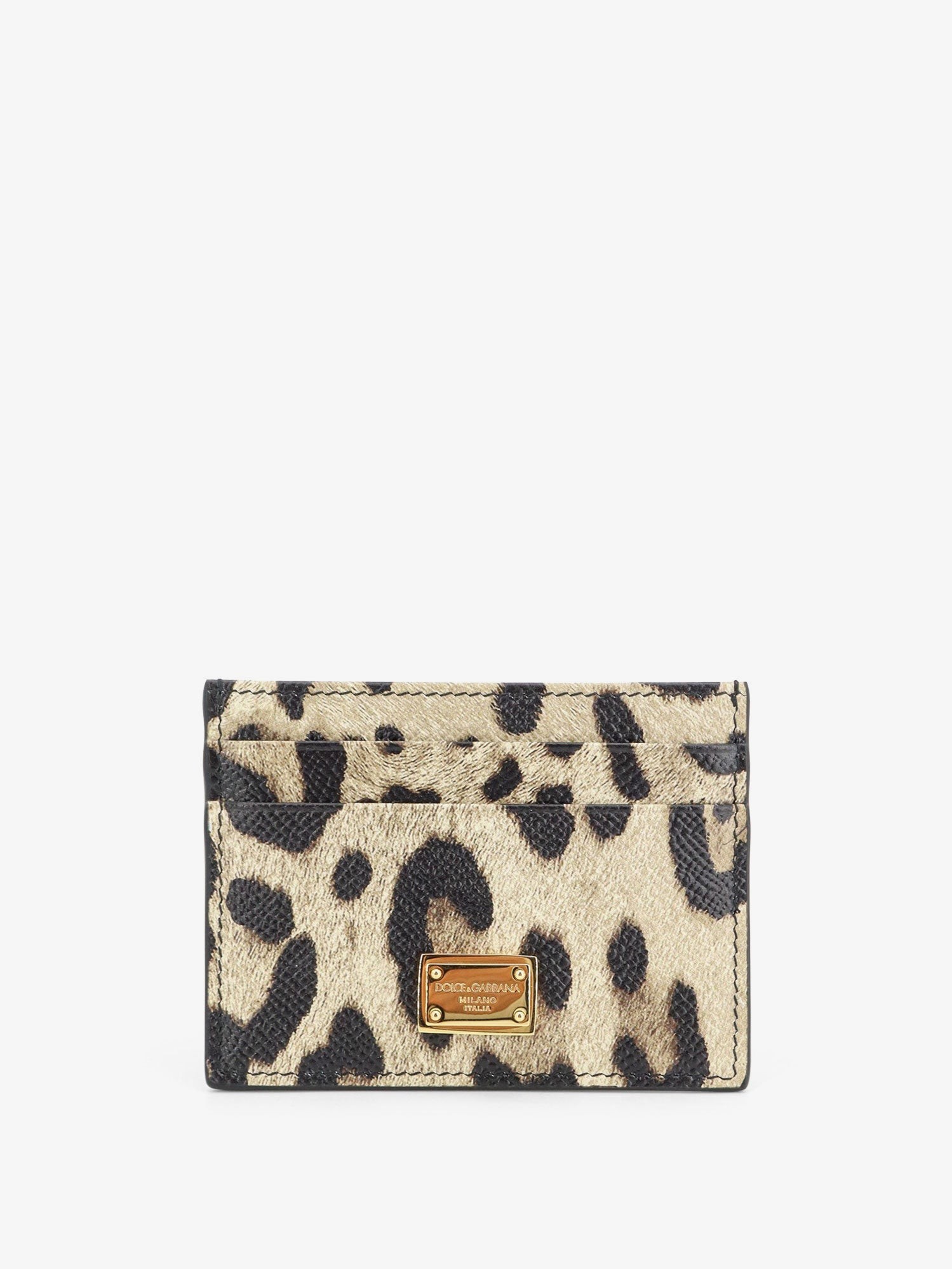 Dolce & Gabbana Hammered Leather Card Holder With Animal Print