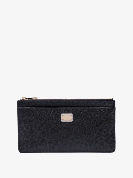 Dolce & Gabbana Hammered Leather Card Holder With Metal Tag