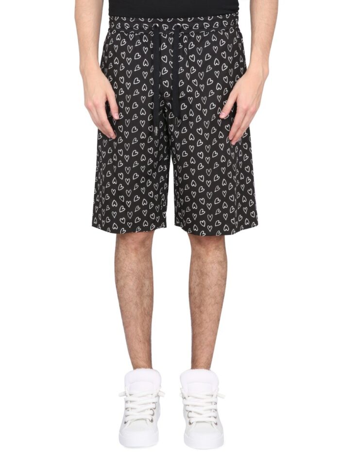 Dolce & Gabbana HEART PRINT BERMUDA SHORTS