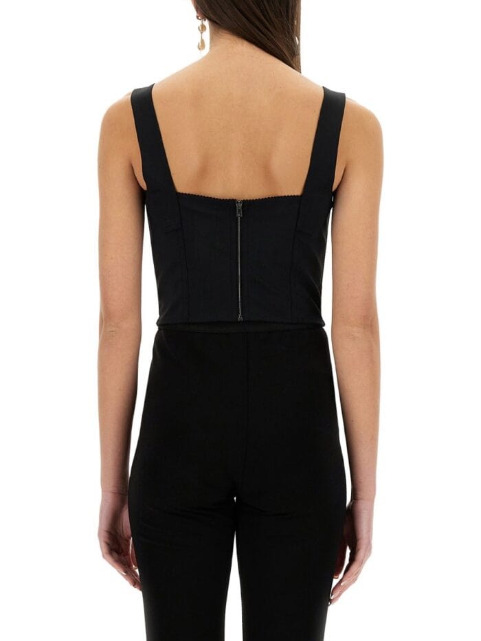 Dolce & Gabbana JACQUARD AND LACE SHEATH CORSETRY BUSTIER