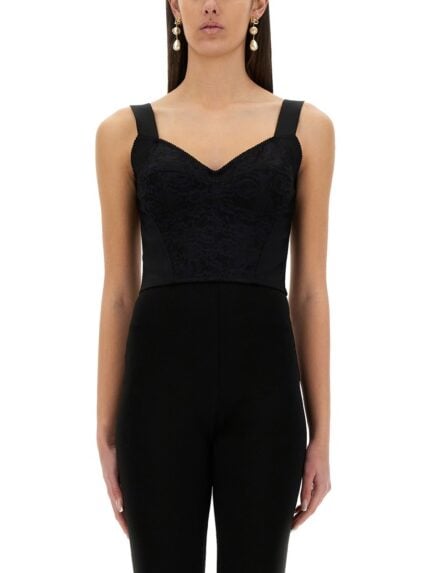 Dolce & Gabbana JACQUARD AND LACE SHEATH CORSETRY BUSTIER