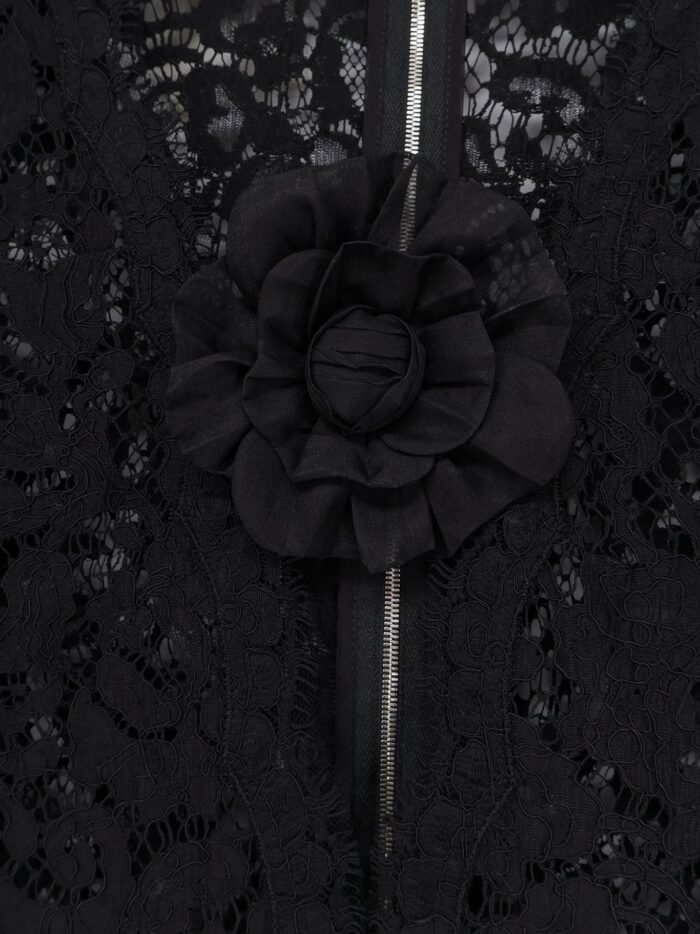 Dolce & Gabbana Lace Dress With Front Flower Detail