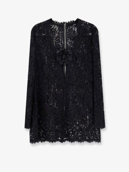 Dolce & Gabbana Lace Dress With Front Flower Detail