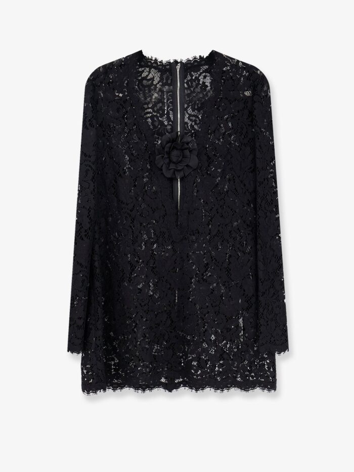 Dolce & Gabbana Lace Dress With Front Flower Detail
