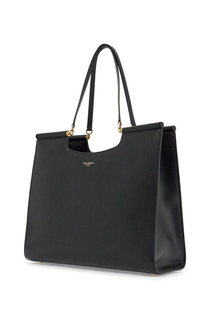 DOLCE & GABBANA Large Black Leather Tote Bag