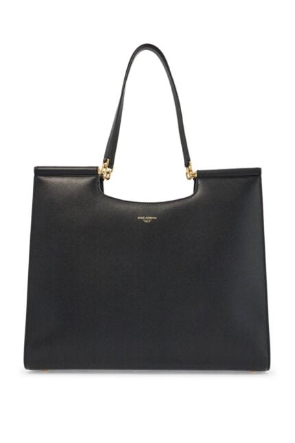 DOLCE & GABBANA Large Black Leather Tote Bag