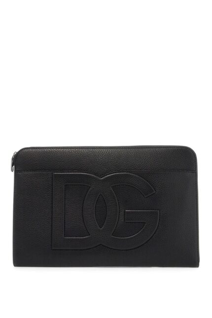 DOLCE & GABBANA Large Hammered Leather Pouch