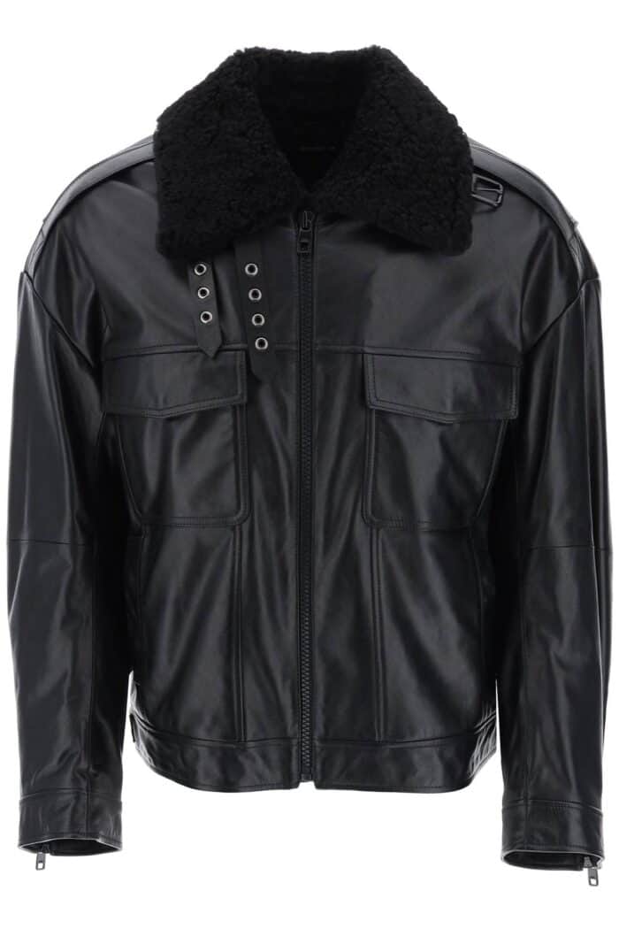 Dolce & Gabbana Leather-and-fur Biker Jacket