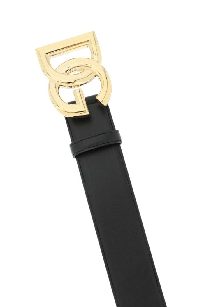 DOLCE & GABBANA Leather Belt With Logo Buckle