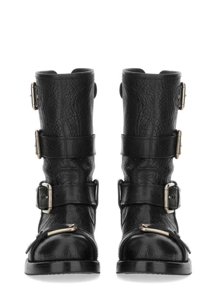 Dolce & Gabbana LEATHER BOOT WITH BUCKLES