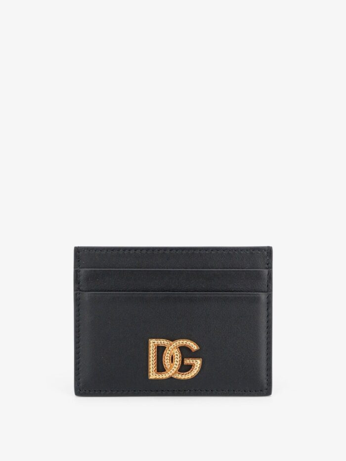 dolce & gabbana leather card holder with metal dg logo Dolce & Gabbana Leather Card Holder With Metal DG Logo