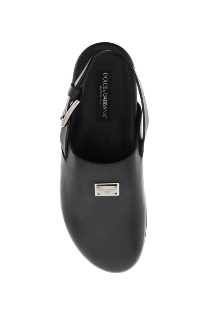 Dolce & Gabbana Leather Clogs With Buckle