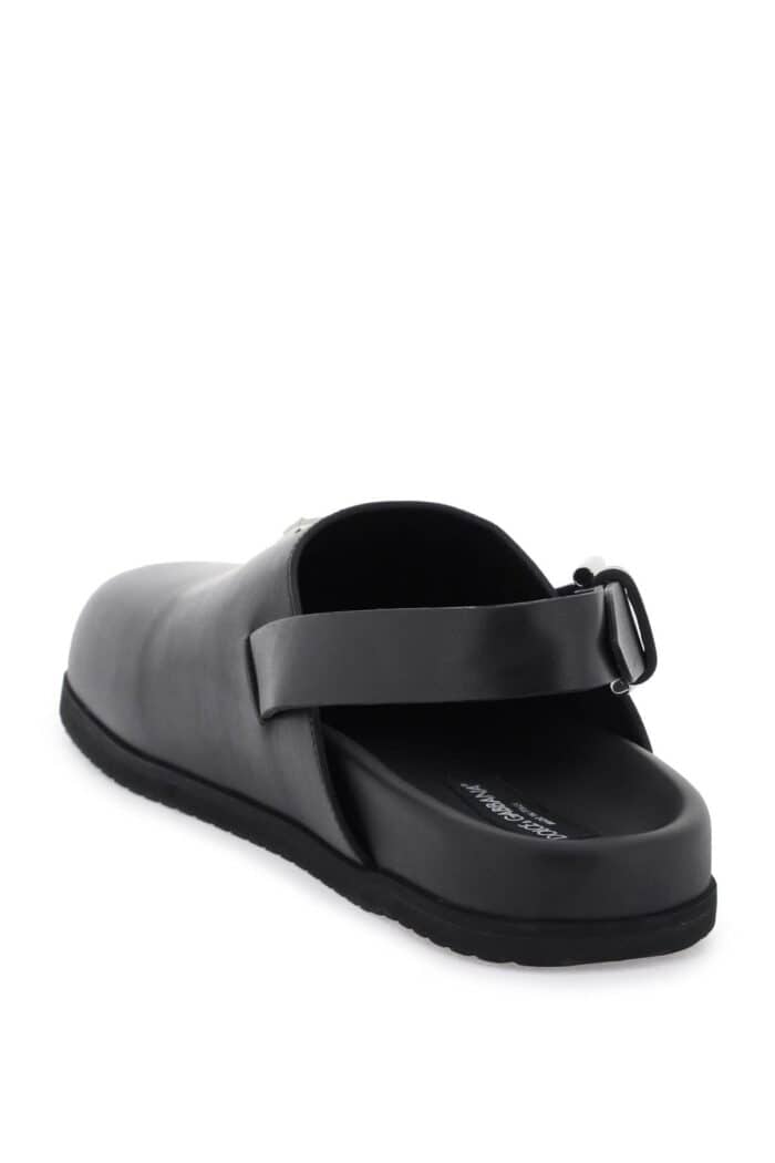 Dolce & Gabbana Leather Clogs With Buckle