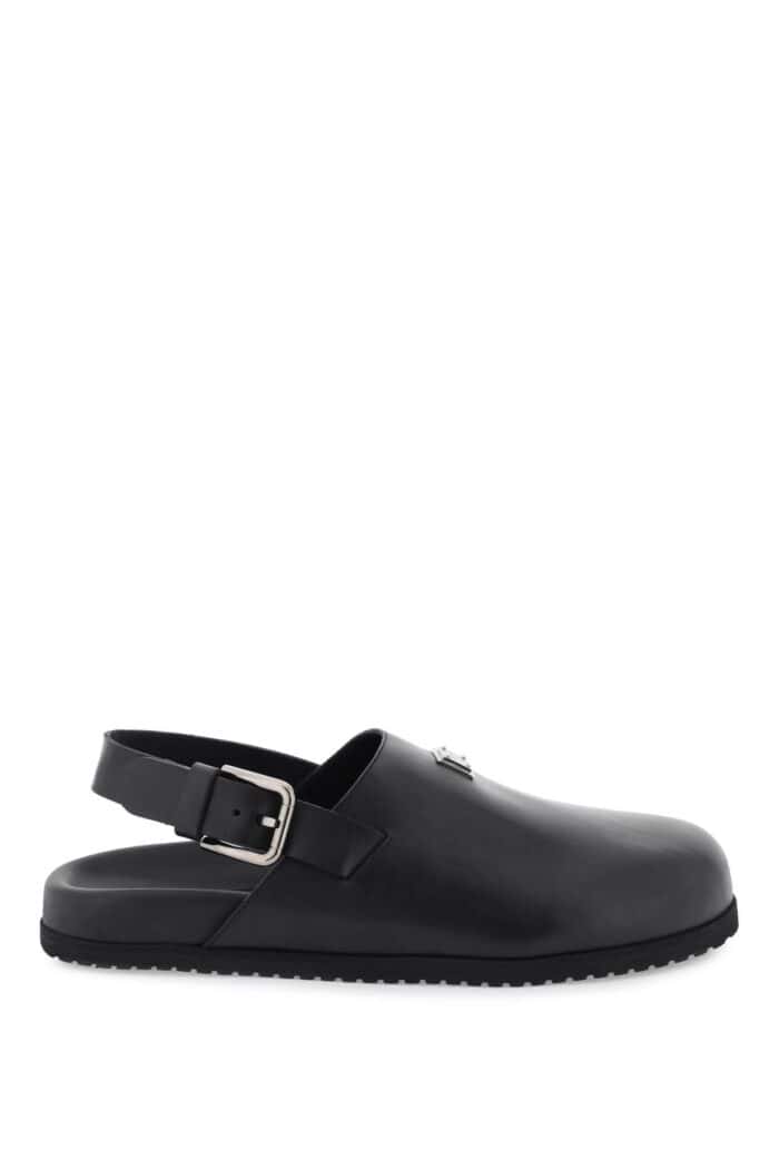 Dolce & Gabbana Leather Clogs With Buckle