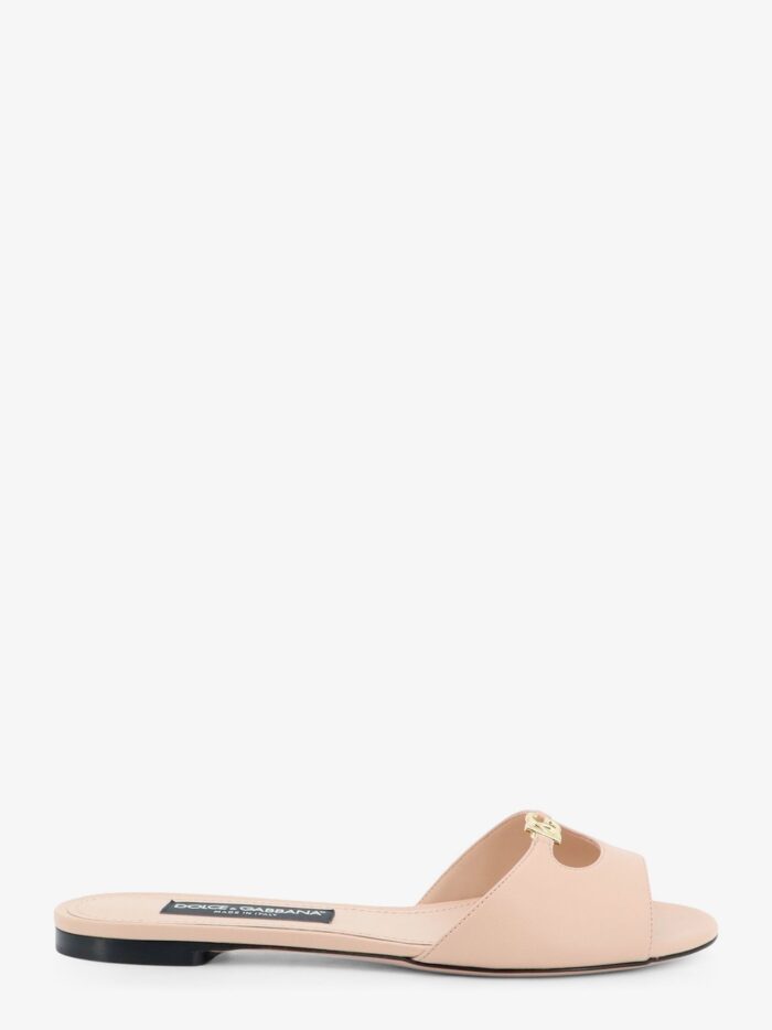 Dolce & Gabbana Leather Sandals With Metal DG Logo