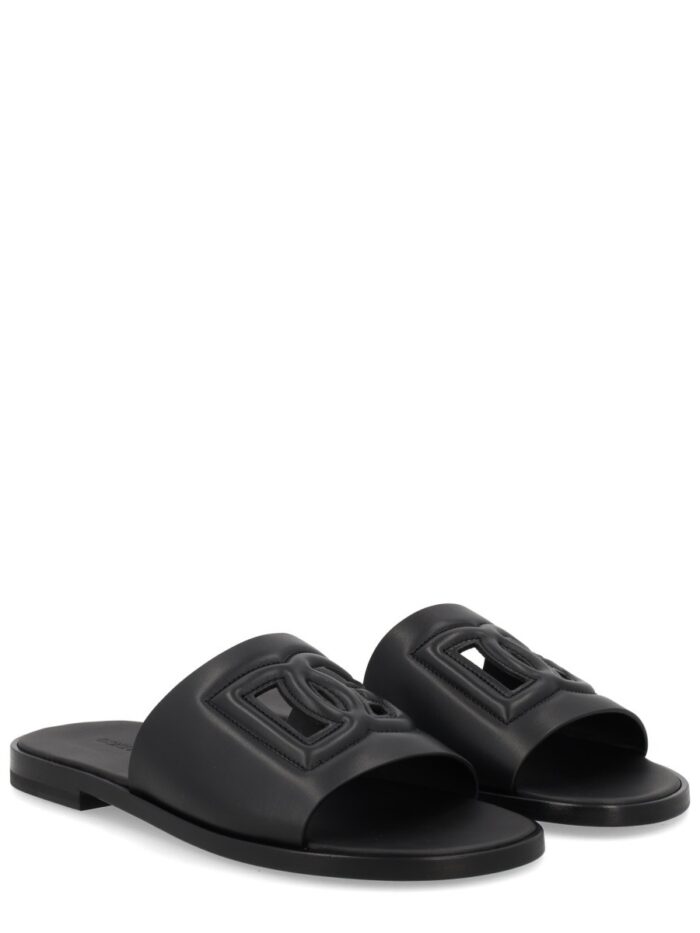 Dolce & Gabbana LEATHER SLIDE WITH LOGO