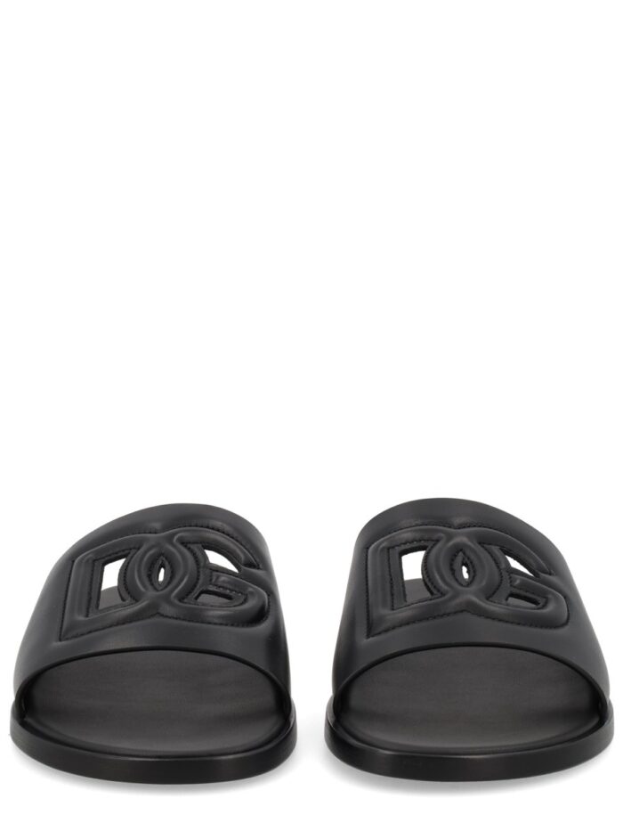 Dolce & Gabbana LEATHER SLIDE WITH LOGO