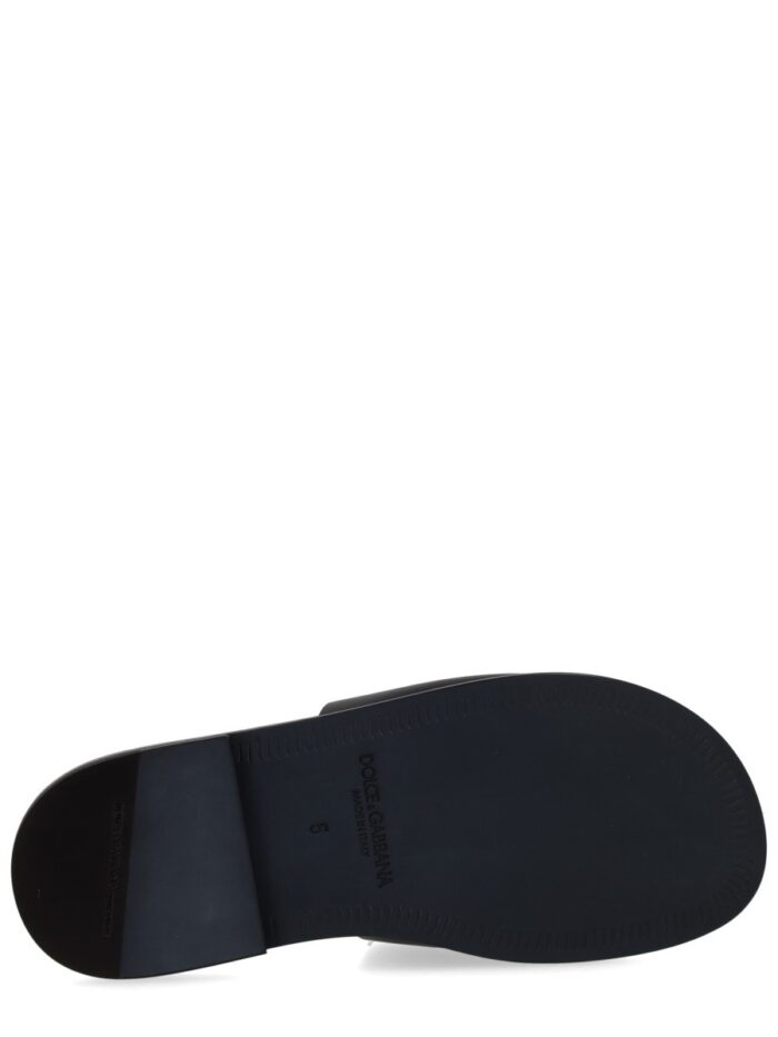 Dolce & Gabbana LEATHER SLIDE WITH LOGO