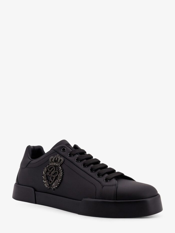 Dolce & Gabbana Leather Sneakers With Embossed Side Logo