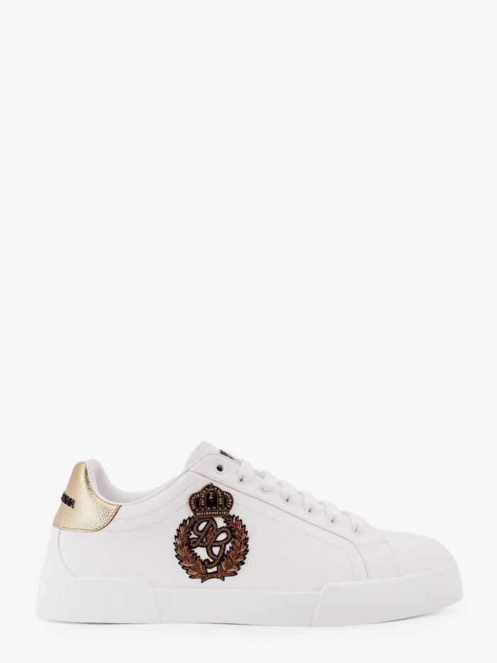 dolce & gabbana leather sneakers with iconic patch logo on the side Dolce & Gabbana Leather Sneakers With Iconic Patch Logo On The Side