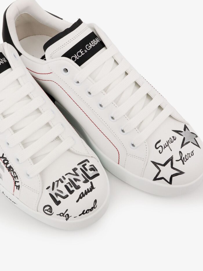 Dolce & Gabbana Leather Sneakers With Iconic Prints