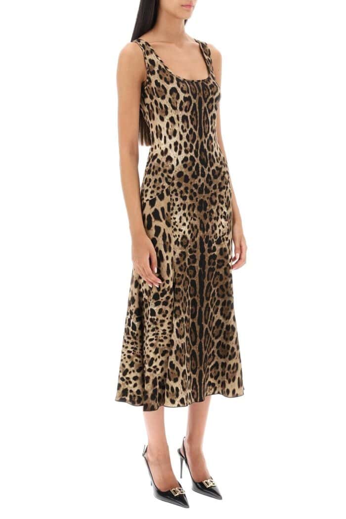 Dolce & Gabbana Leopard Print Jersey Midi Dress