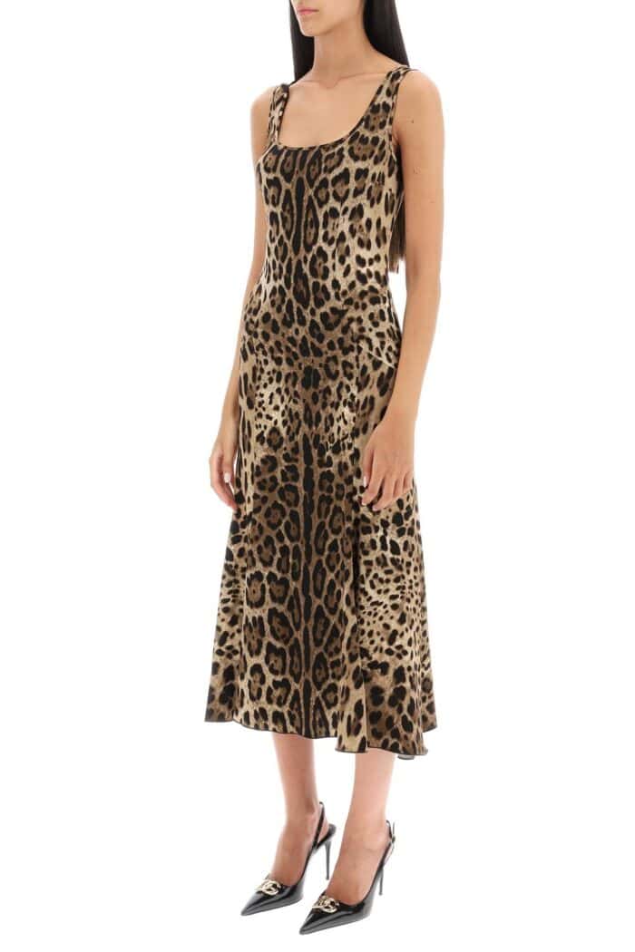 Dolce & Gabbana Leopard Print Jersey Midi Dress