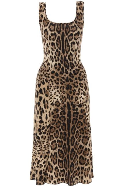 Dolce & Gabbana Leopard Print Jersey Midi Dress