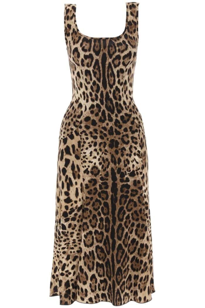 Dolce & Gabbana Leopard Print Jersey Midi Dress