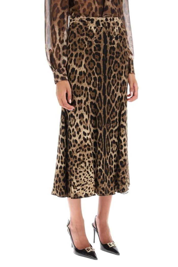 Dolce & Gabbana Leopard Print Jersey Midi Skirt